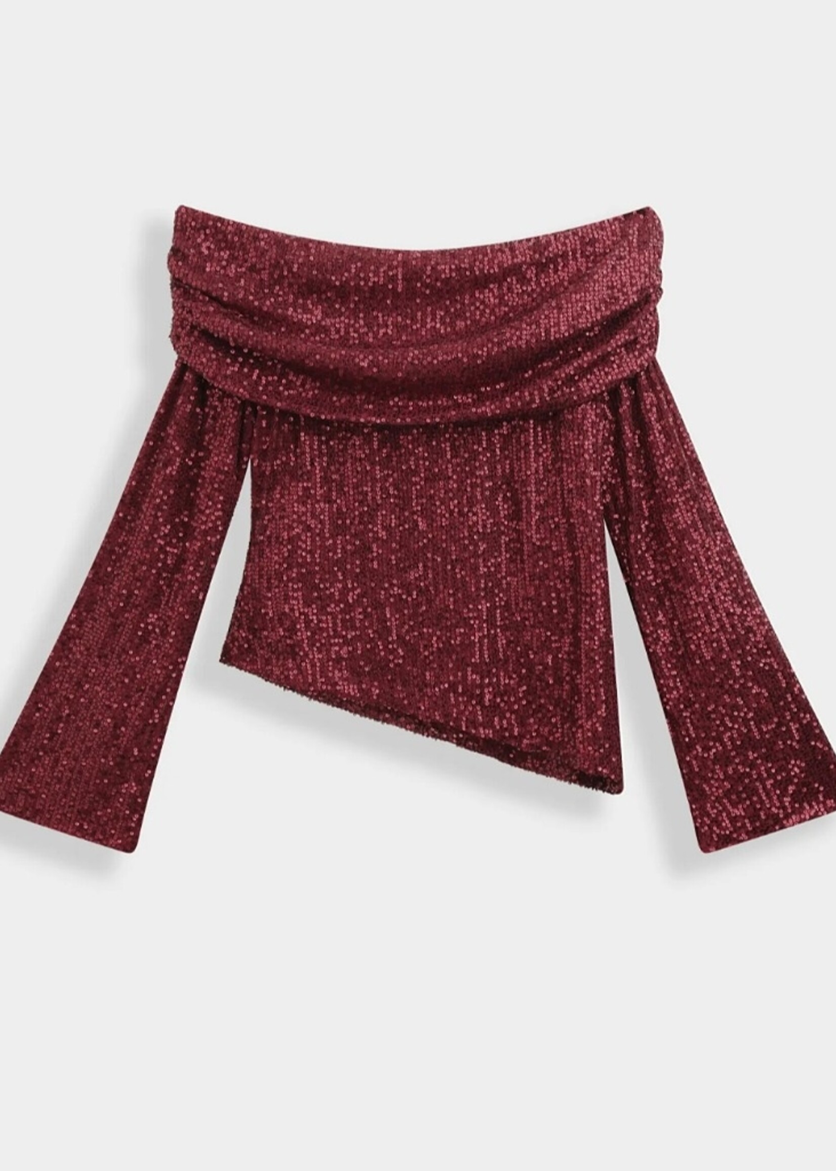 Off shoulder sequin top