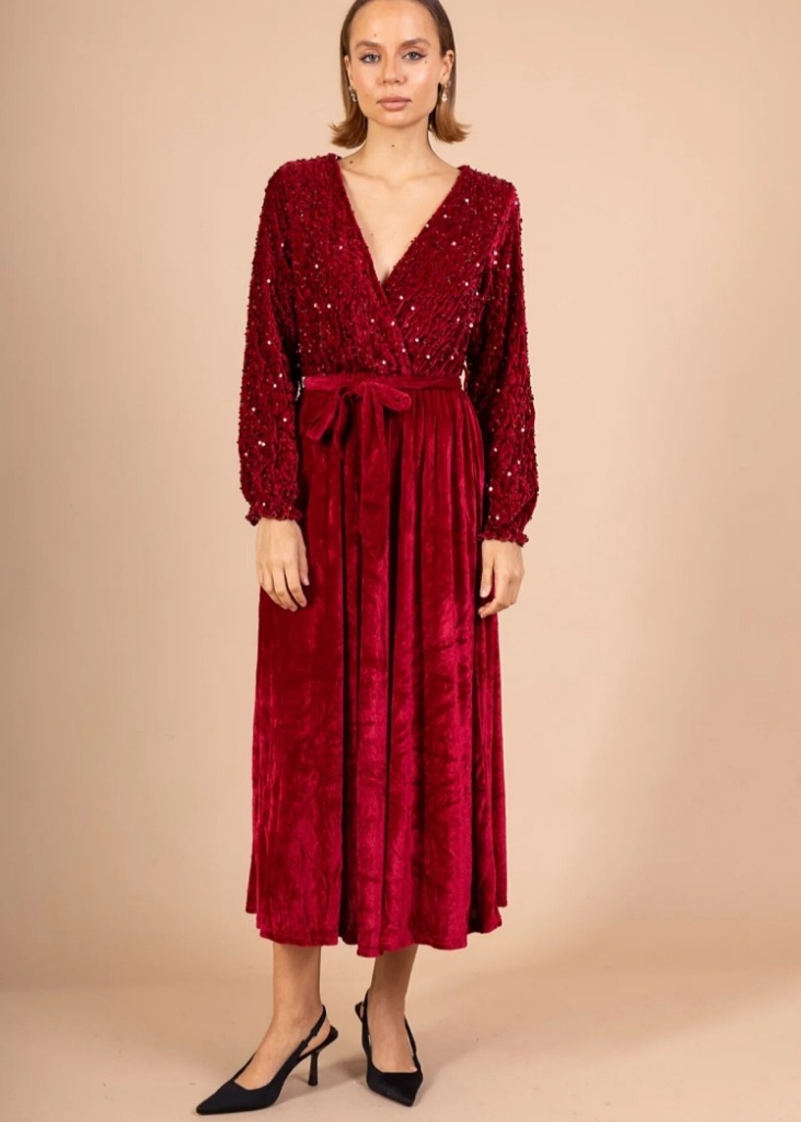 Lilie Rose Sequin and velvet long dress