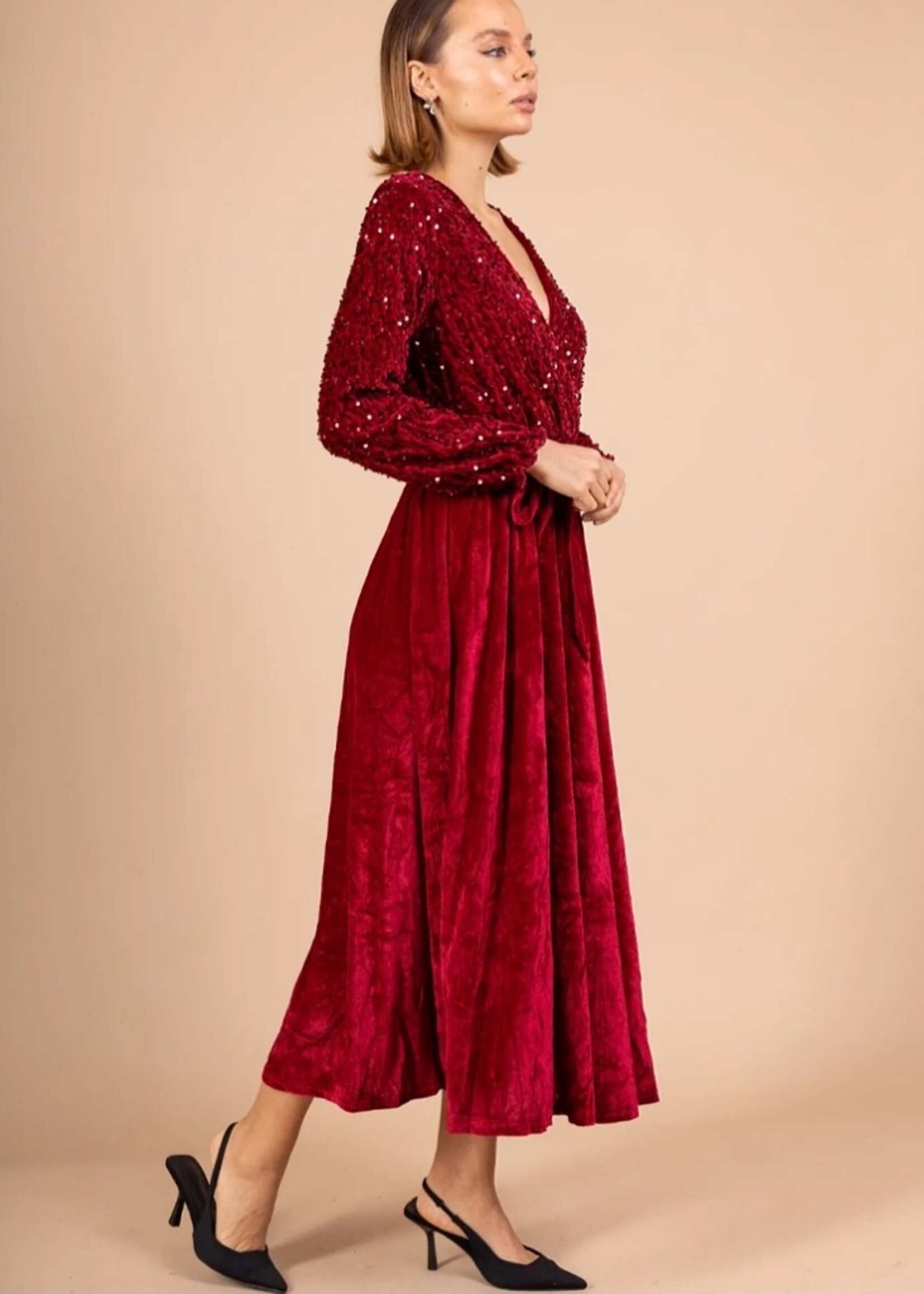 Lilie Rose Sequin and velvet long dress