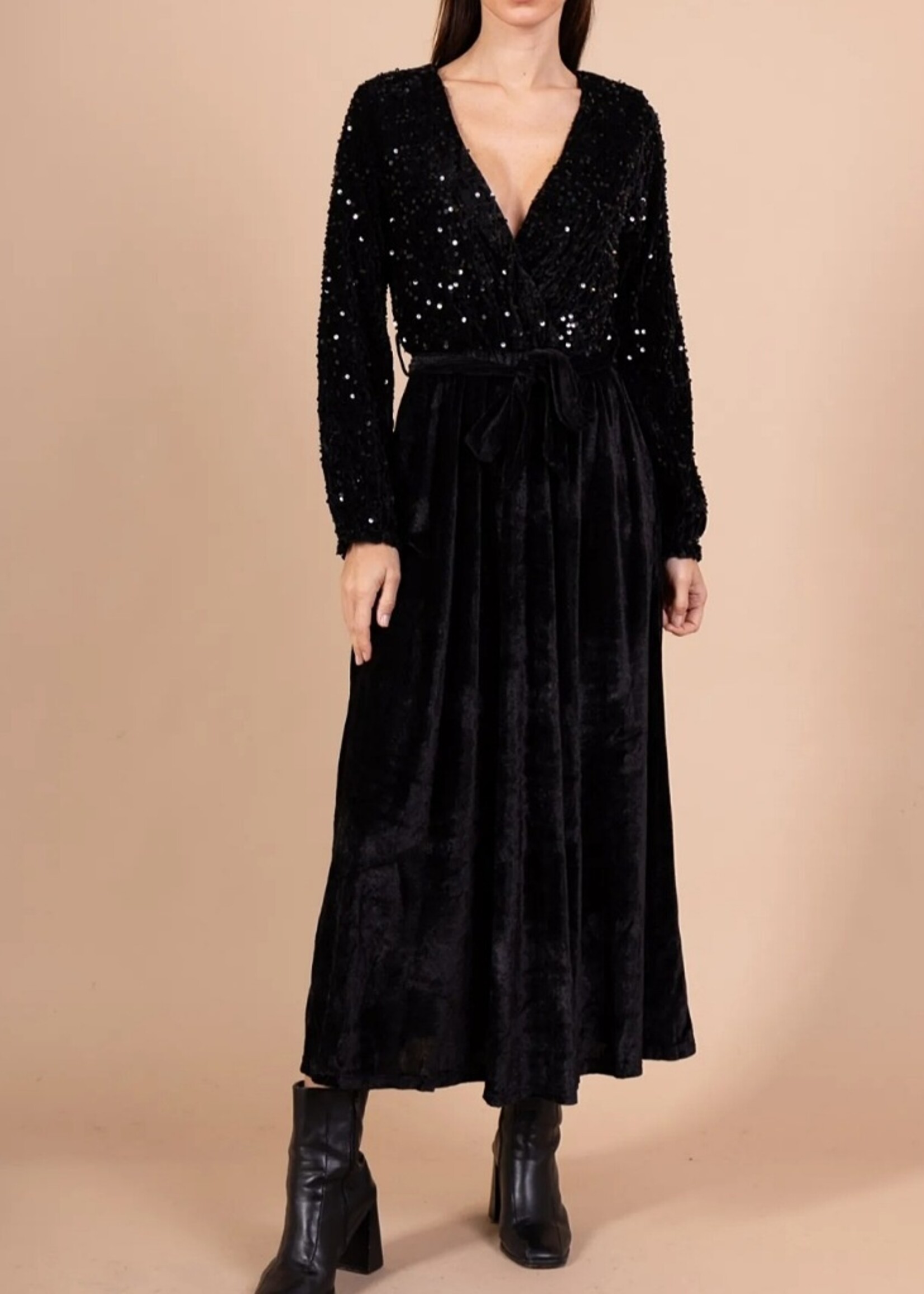 Lilie Rose Sequin and velvet long dress