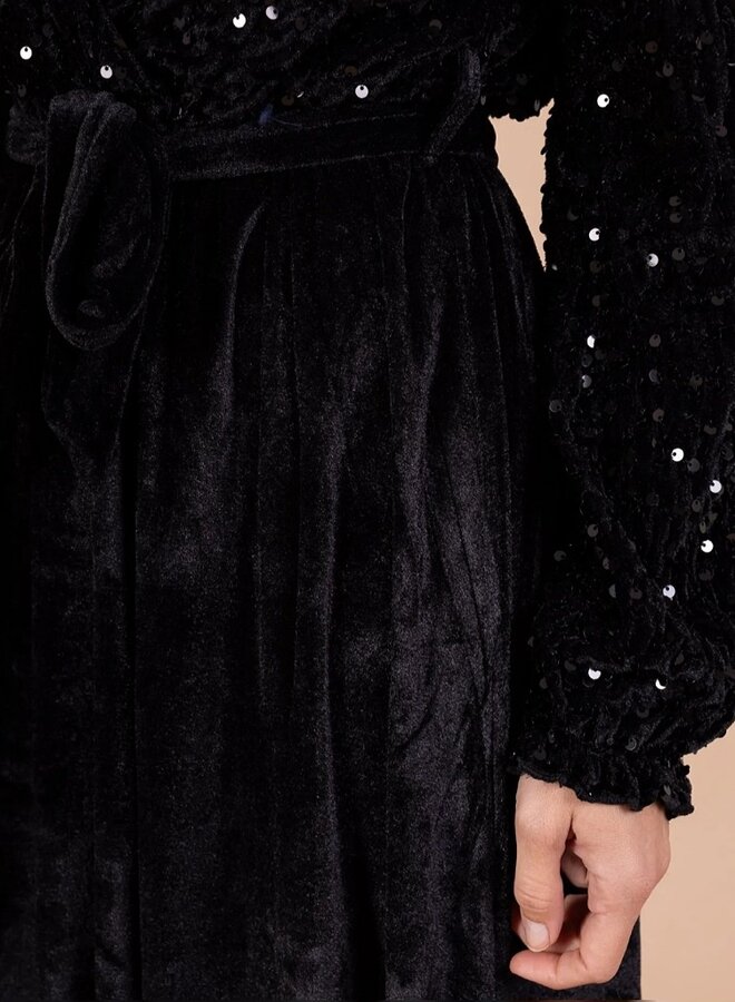 Sequin and velvet long dress