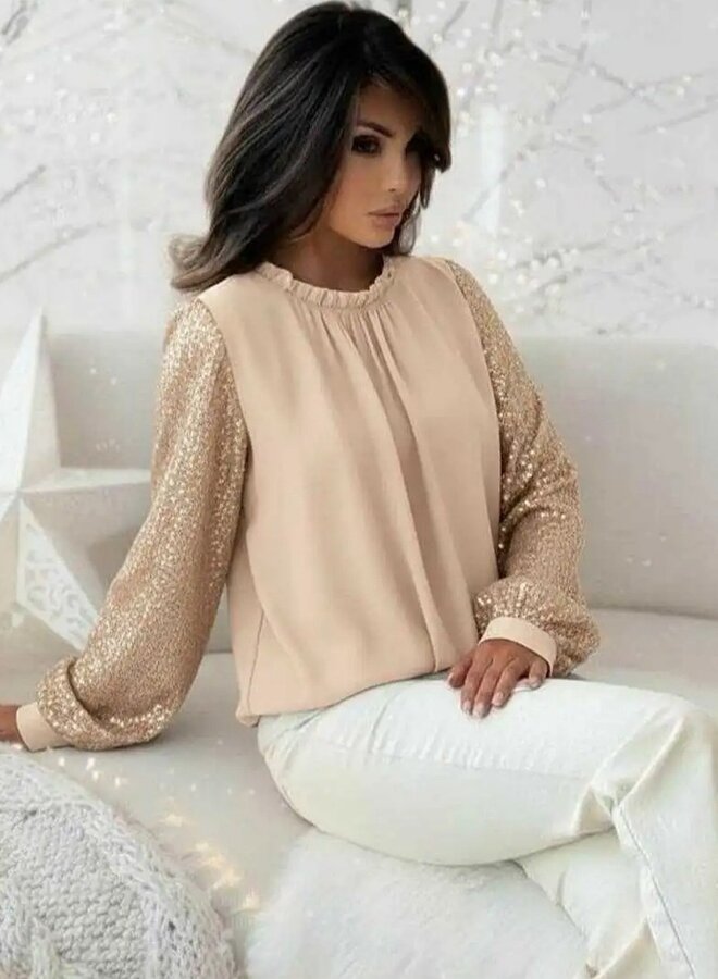 Sequin long sleeve blouse