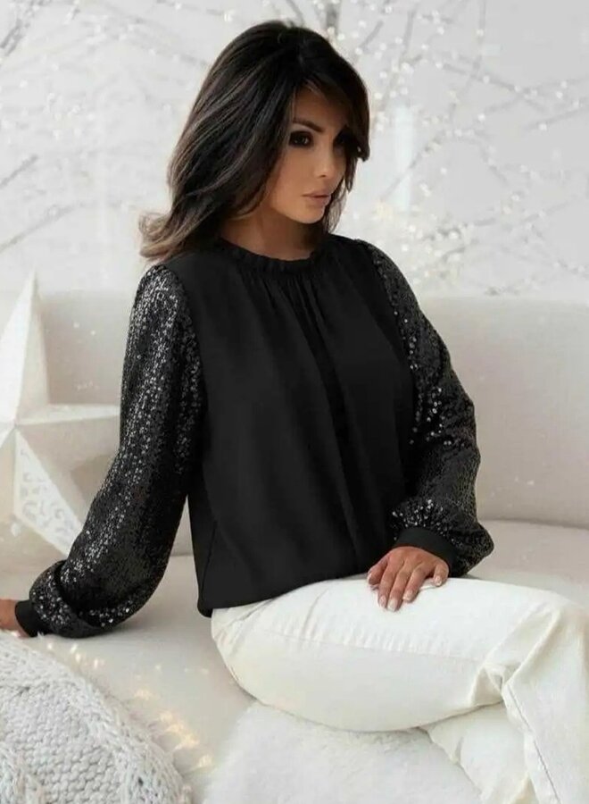 Sequin long sleeve blouse