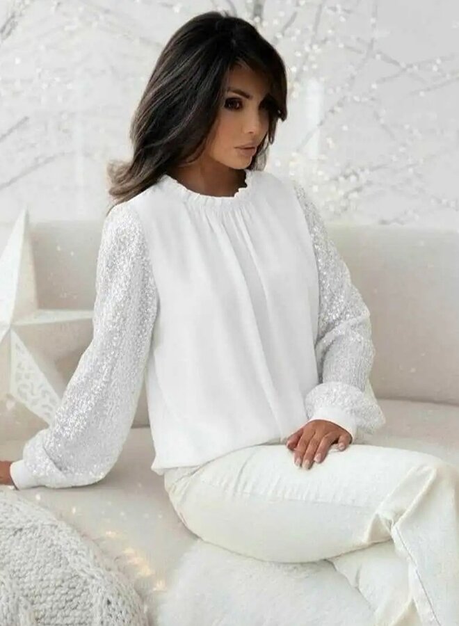 Sequin long sleeve blouse