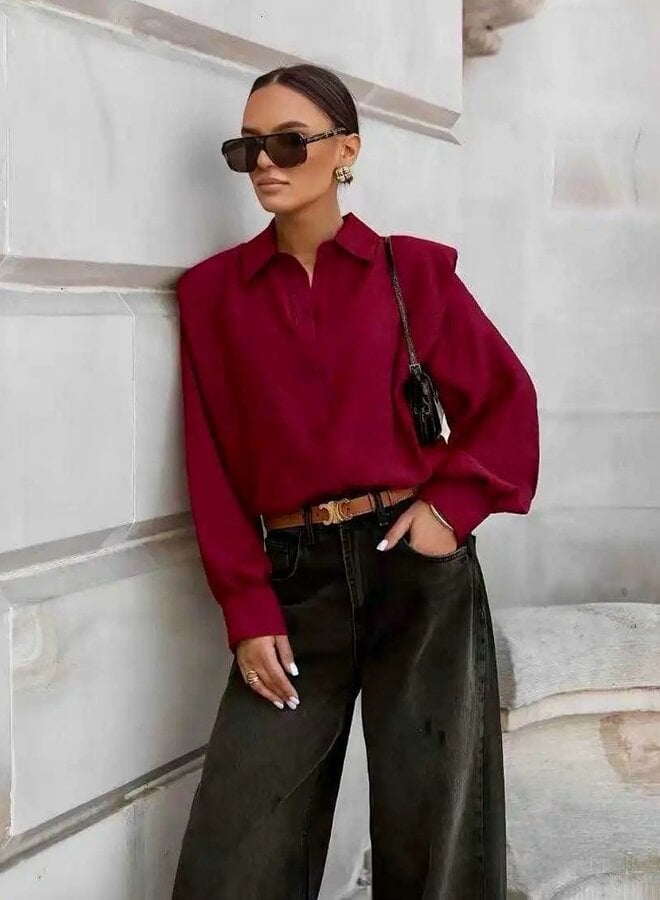 Button down collar blouse