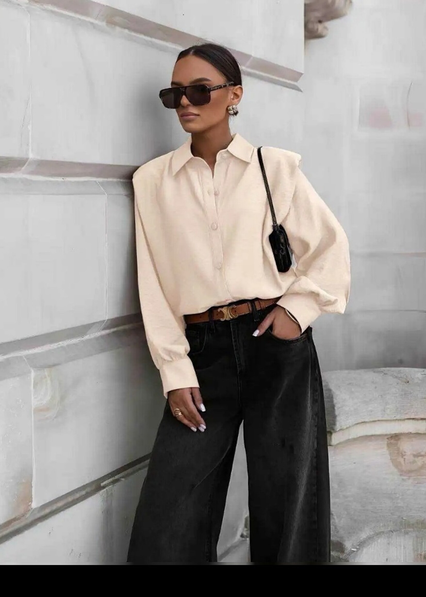 Button down collar blouse