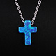 925-Sterling Silver Necklace NO4 Opal Cross