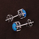 925-Sterling Silver Earrings EO36 Blue Opal