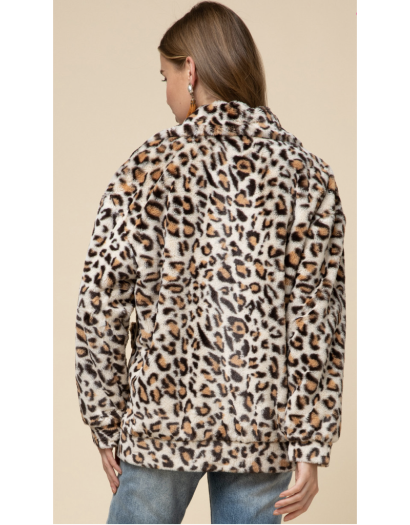 ETO - Leopard Sherpa Jacket Natural - J13128 - LUCO Boutique