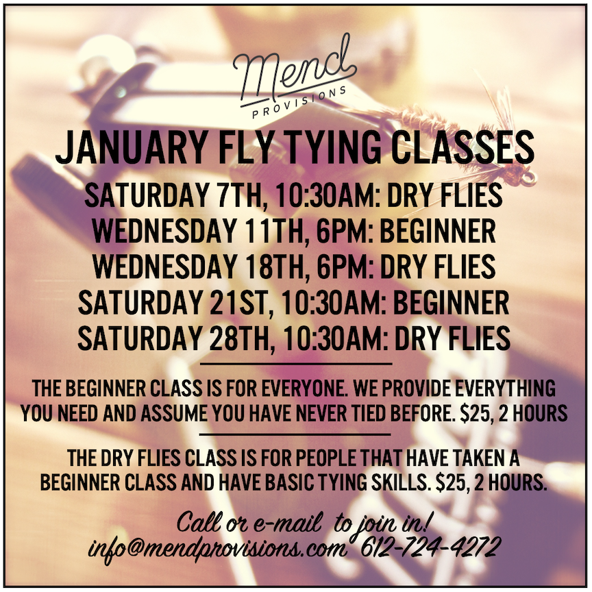 JANUARY FLY TYING CLASSES