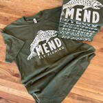 MEND MEND LEAPING TROUT T-SHIRT - OLIVE/CREAM