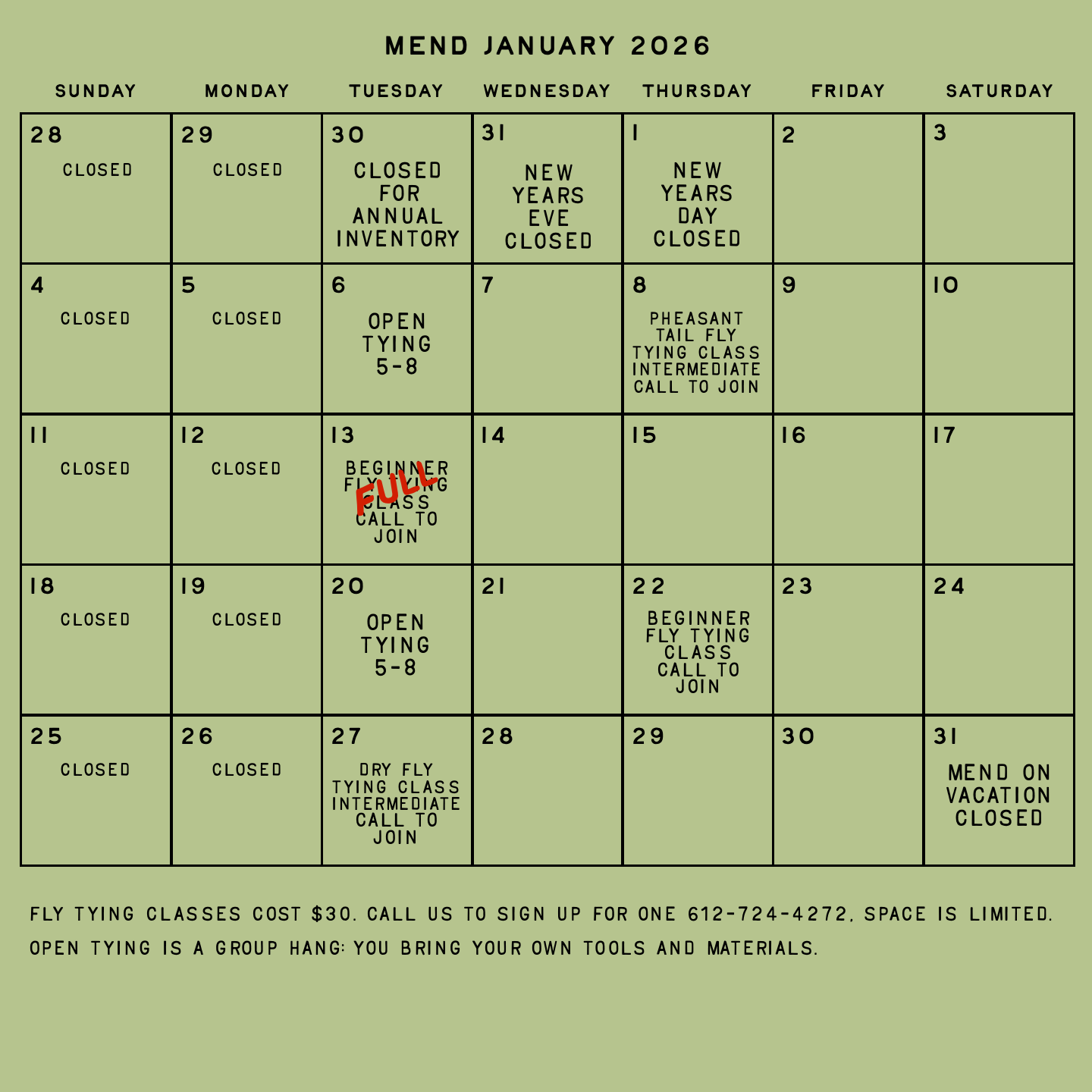 January 2026 calendar