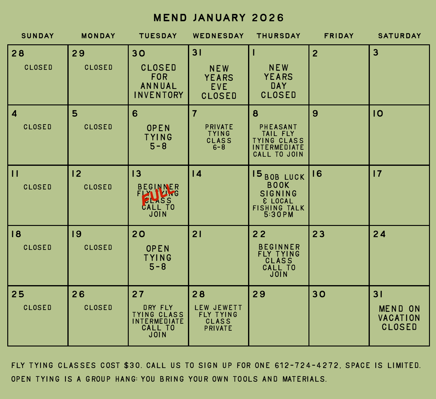 January 2026 calendar