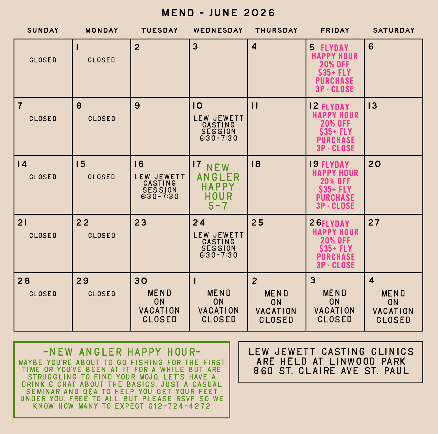 Mend Calendar June 2026
