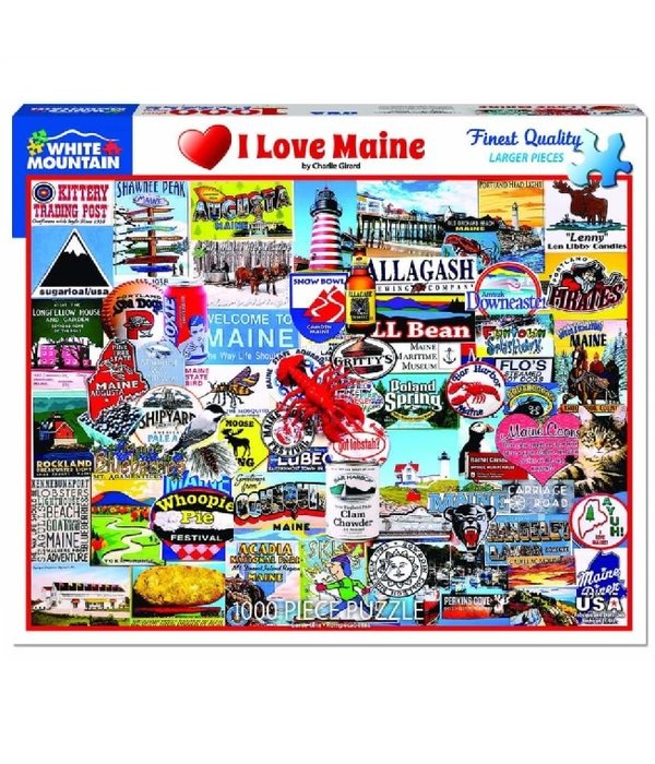 White MTN Puzzles I Love Maine 1000 Piece Puzzle