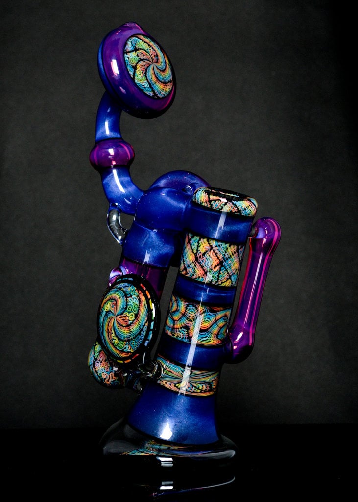 Dew Glass Blue Satin & Karmaline Squiggicello Double Bub