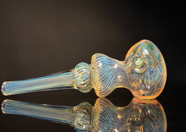 Steven Baker Art Long Neck Fume Spoon w/Opal -  3