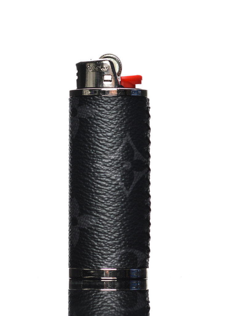 D-GOOD Bic Lighter Case Louis Vuitton Black w/ Gray Letters