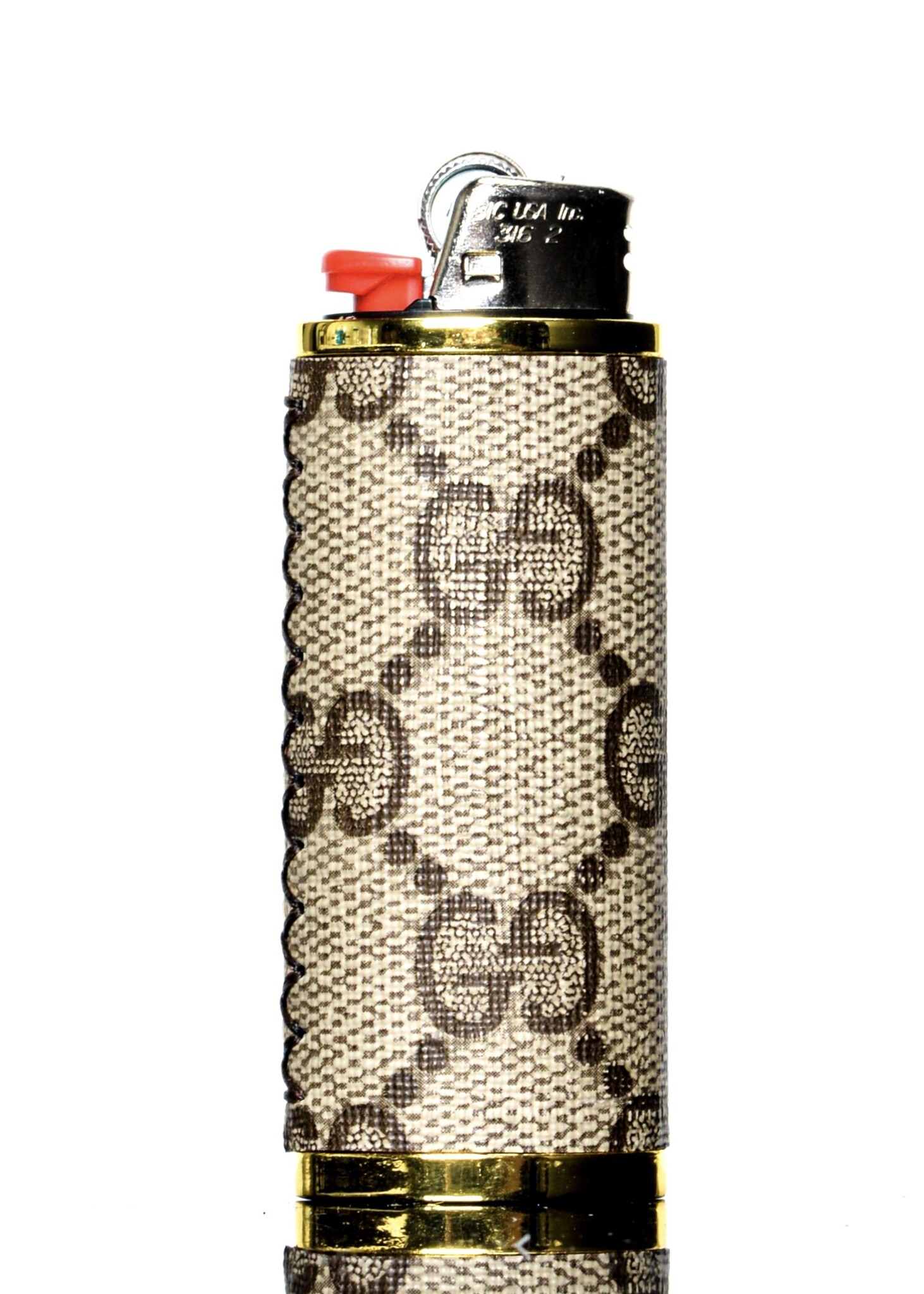 Bic Lighter Case Gucci Gold Glass Stache DC