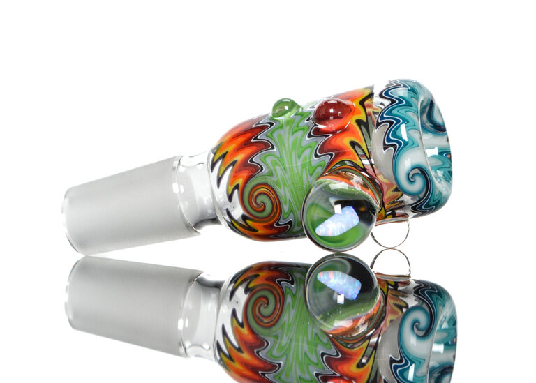 Baker The Glass Maker 14mm Worked slide with opals  4