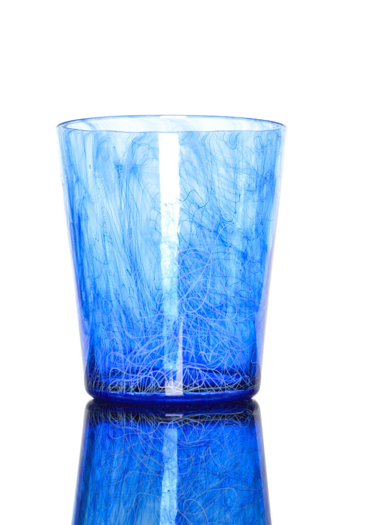 Xanderdam Chaos Cane Rocks Glass  Blue