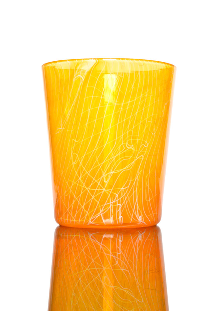 Xanderdam Chaos Cane Rocks Glass  Yellow