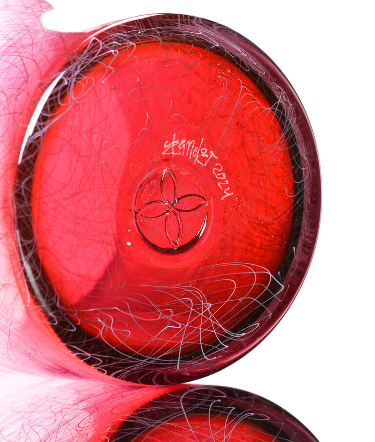Xanderdam Chaos Cane Rocks Glass  Pink