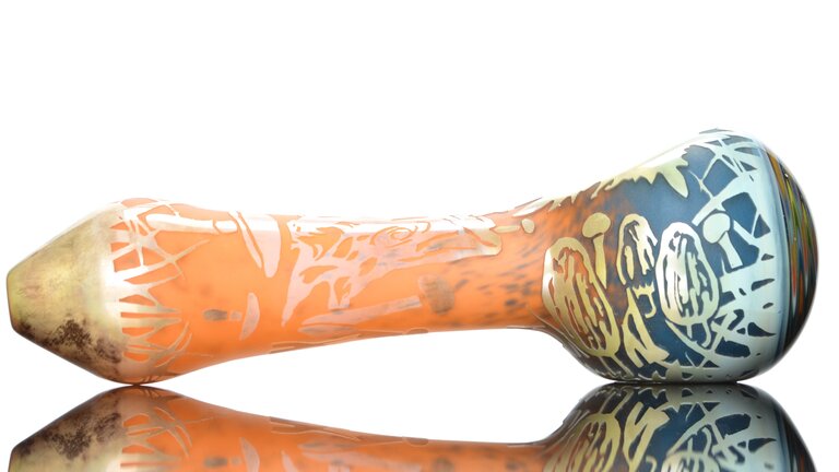 Liberty 503 Fungus Theme Multi Color Frit Spoon with Wig Wag Cap