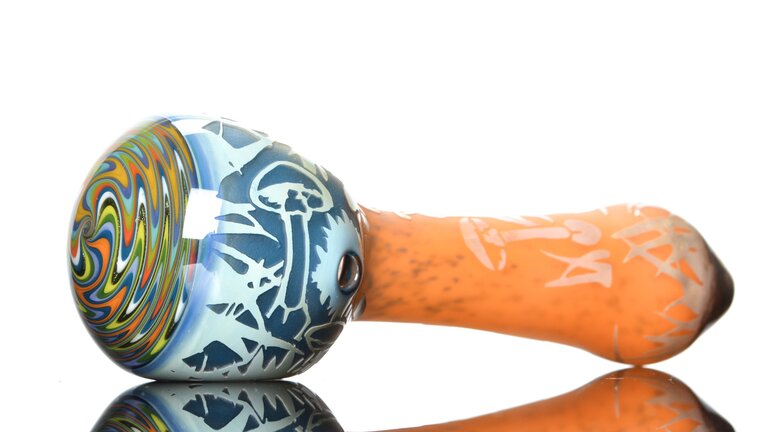Liberty 503 Fungus Theme Multi Color Frit Spoon with Wig Wag Cap