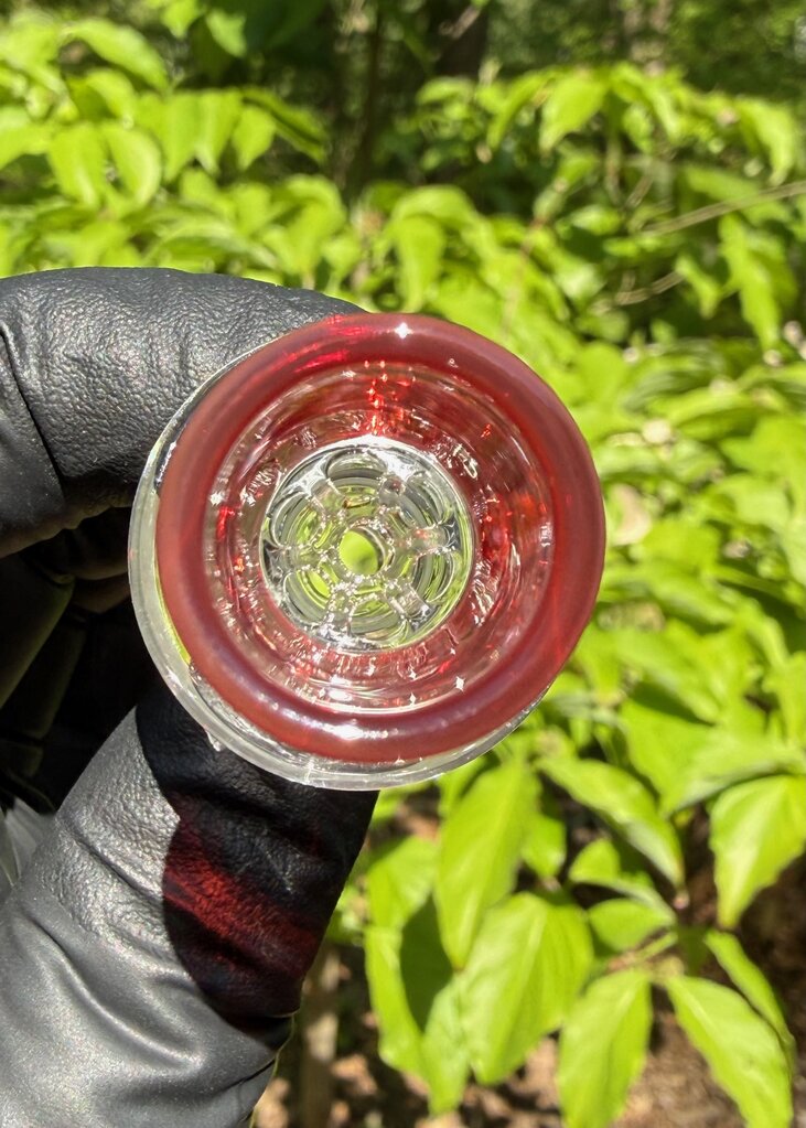 Blazing Blue Glass Honeycomb Slide 14mm - Red