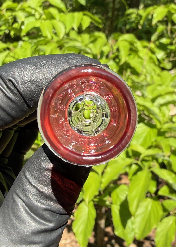 Blazing Blue Glass Honeycomb Slide 18mm - Red