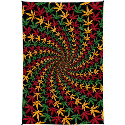 3D Rasta Leaf Spiral Tapestry (60"x90")