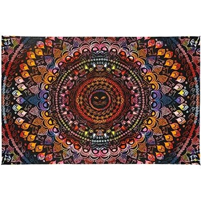 3D Colorful Cat Mandala Tapestry (90"x60")