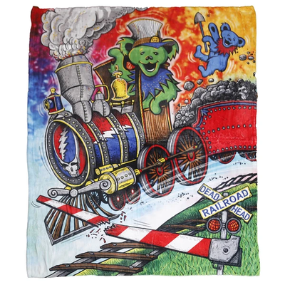 Grateful Dead Casey Jones Train Fleece Throw Blanket (50"x60")