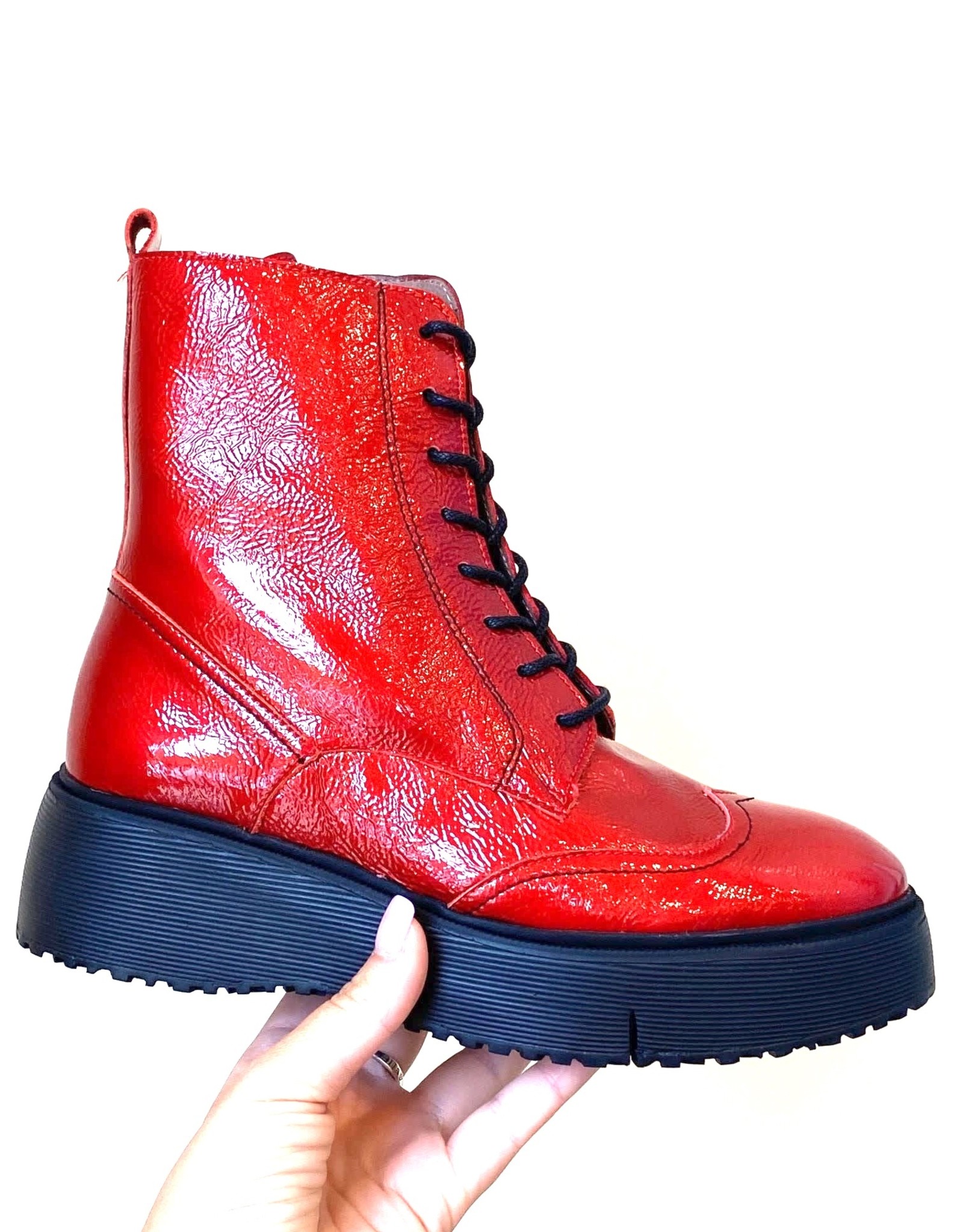 patent boots lace up