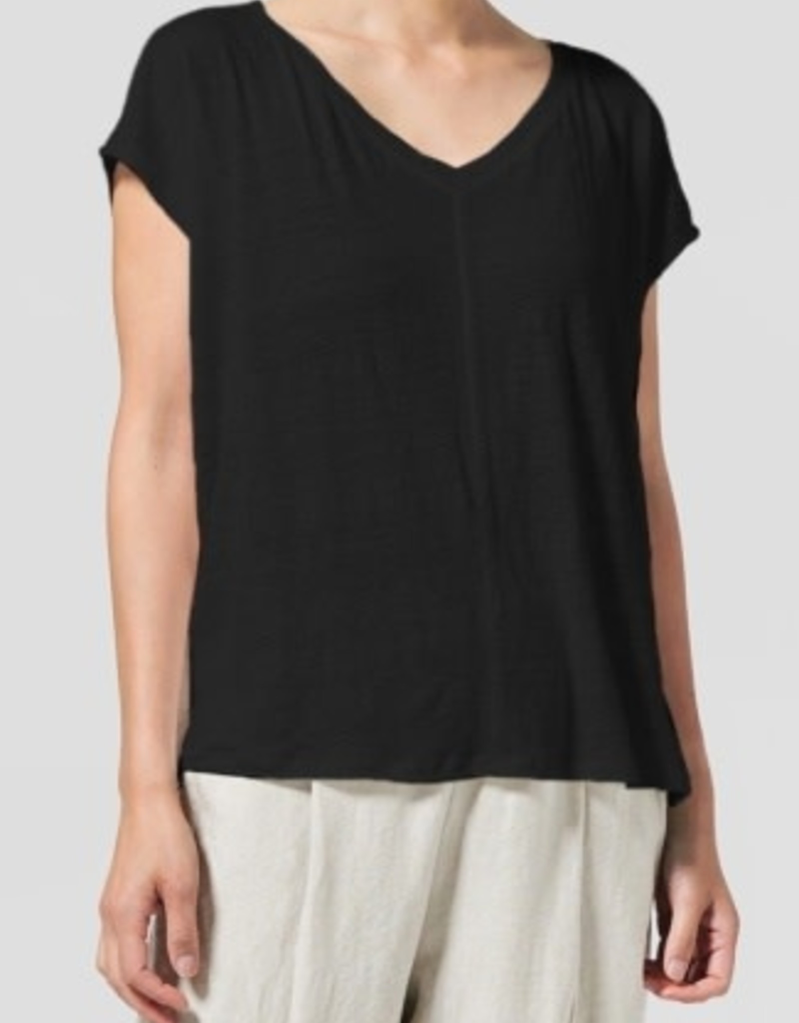 EILEEN FISHER V NECK SQUARE TEE