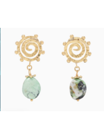 ULLA JOHNSON MINI SPIRAL STONE EARRING