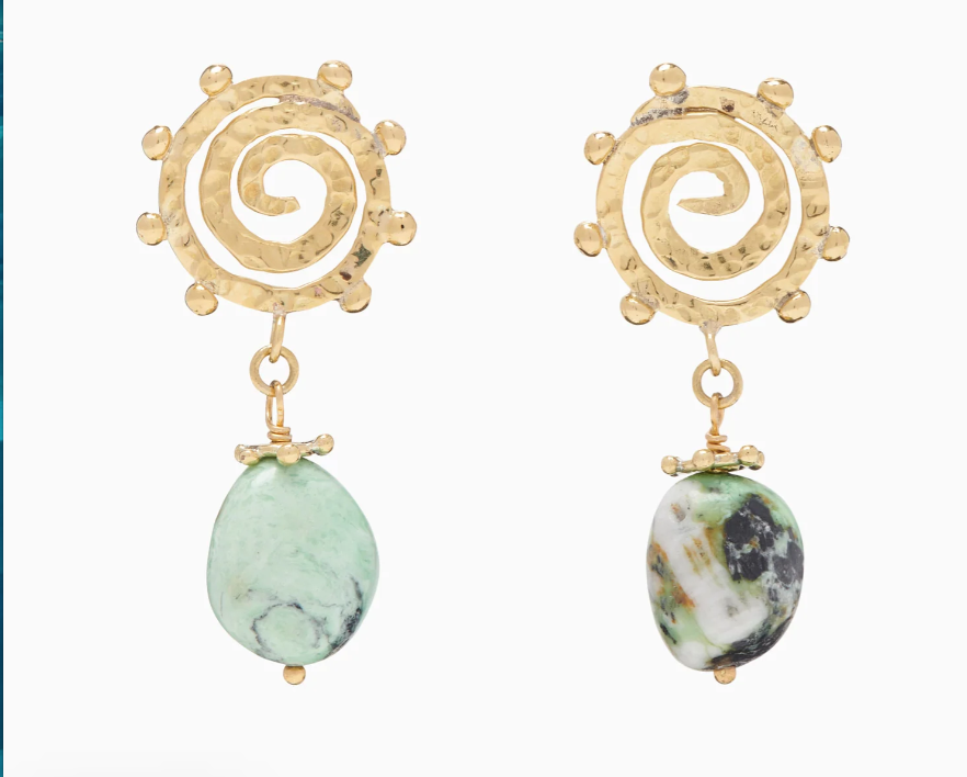 ULLA JOHNSON MINI SPIRAL STONE EARRING TURQUOISE Prince