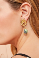 ULLA JOHNSON MINI SPIRAL STONE EARRING