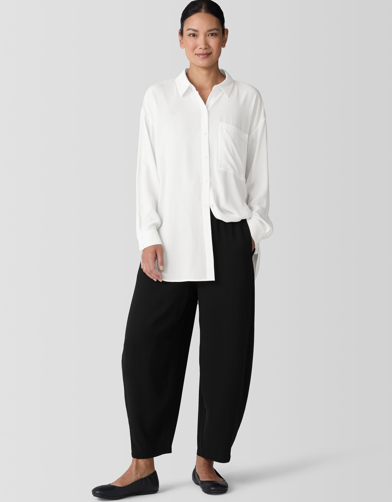 EILEEN FISHER SILK CREPE ANKLE LANTERN PANT