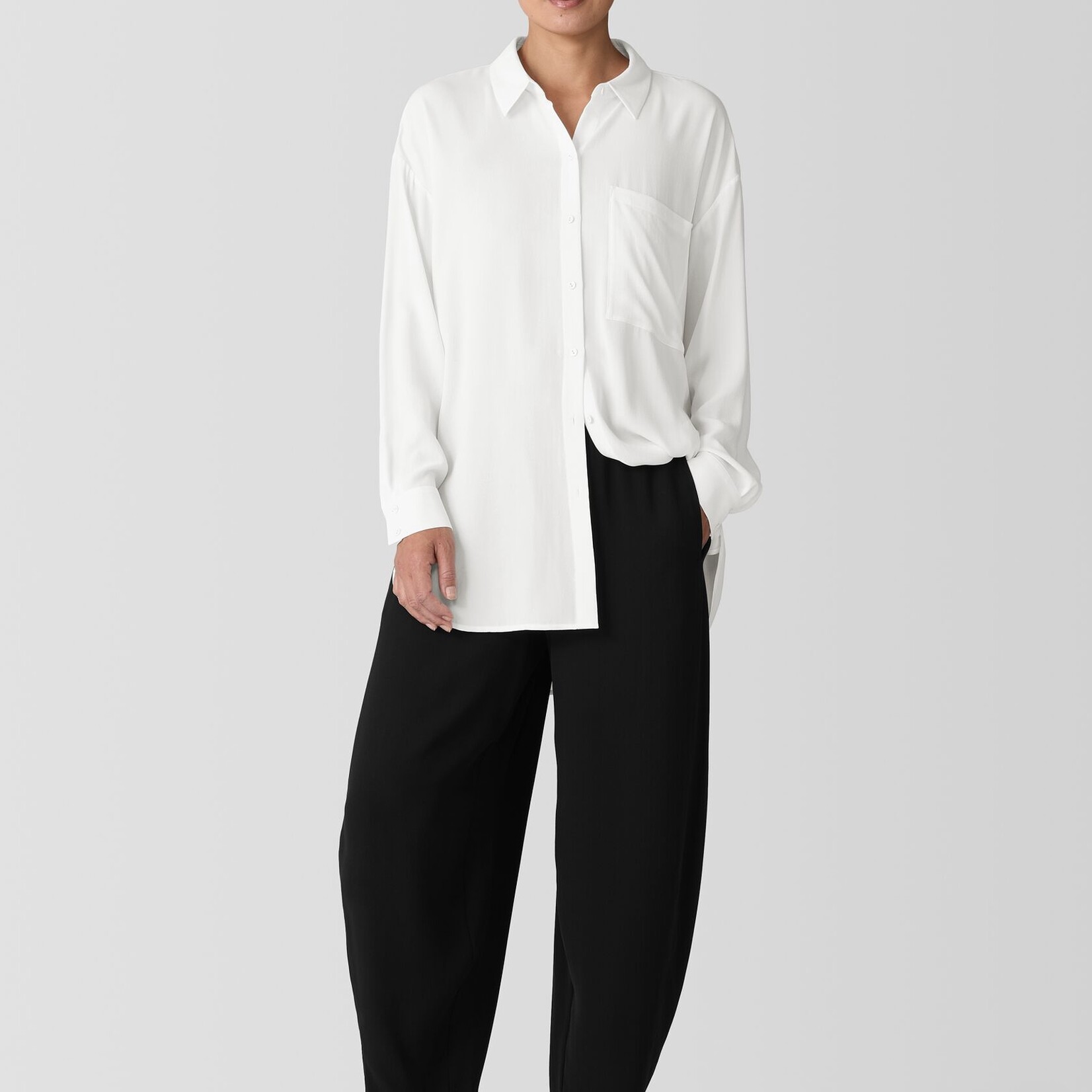 EILEEN FISHER SILK CREPE ANKLE LANTERN PANT