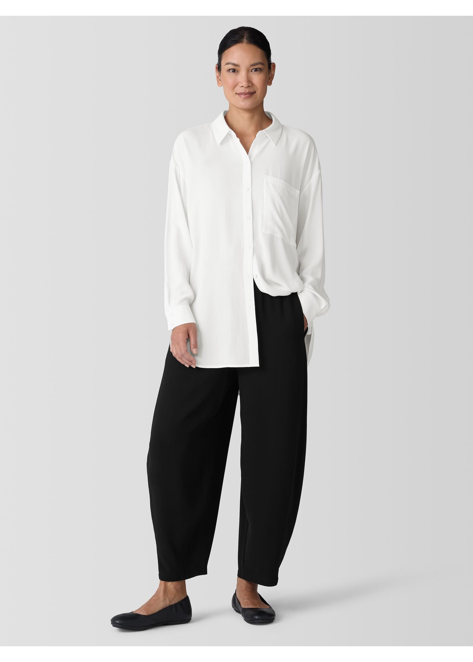 EILEEN FISHER SILK CREPE ANKLE LANTERN PANT
