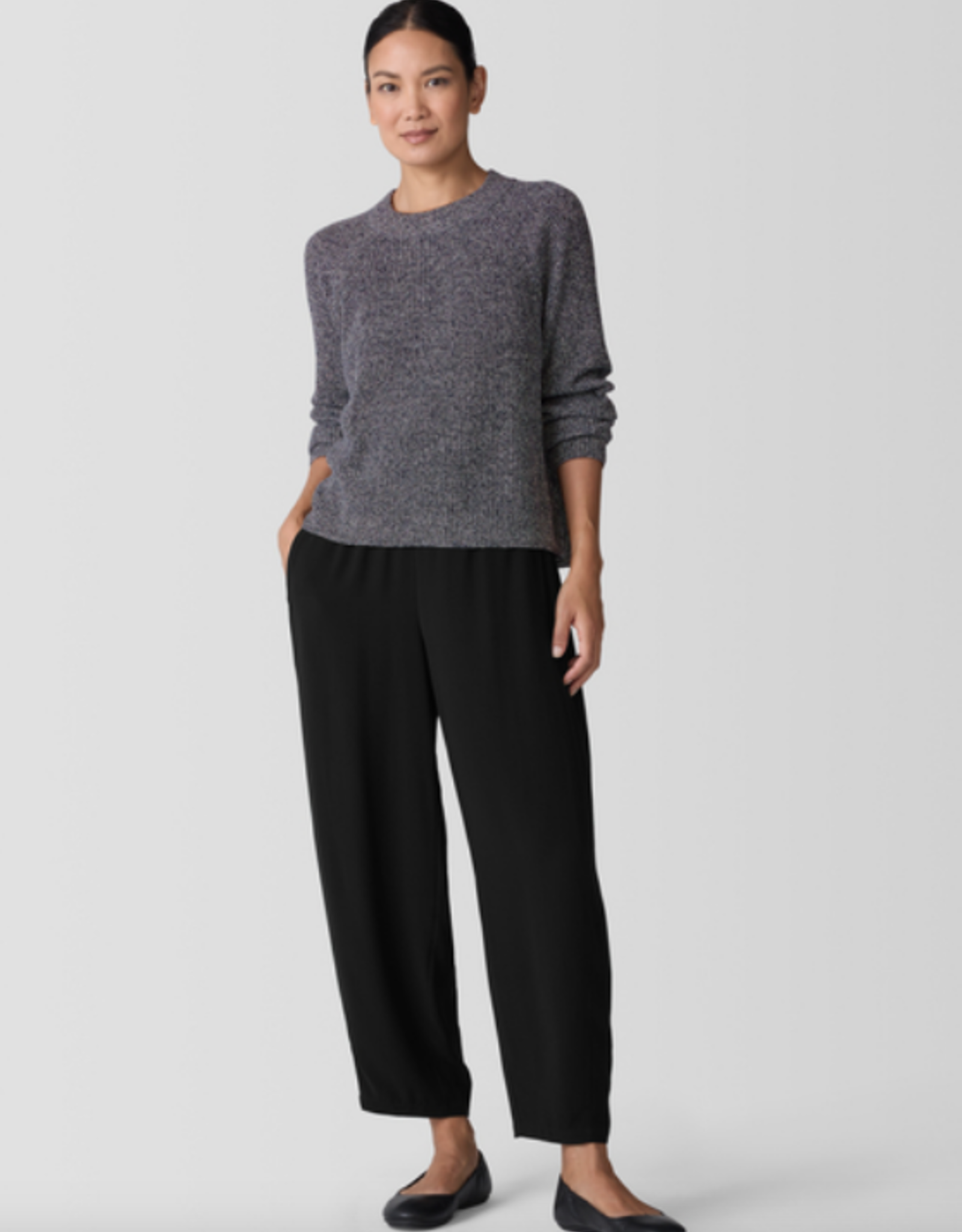 EILEEN FISHER Recycled Cotton Twist Mock Neck Top