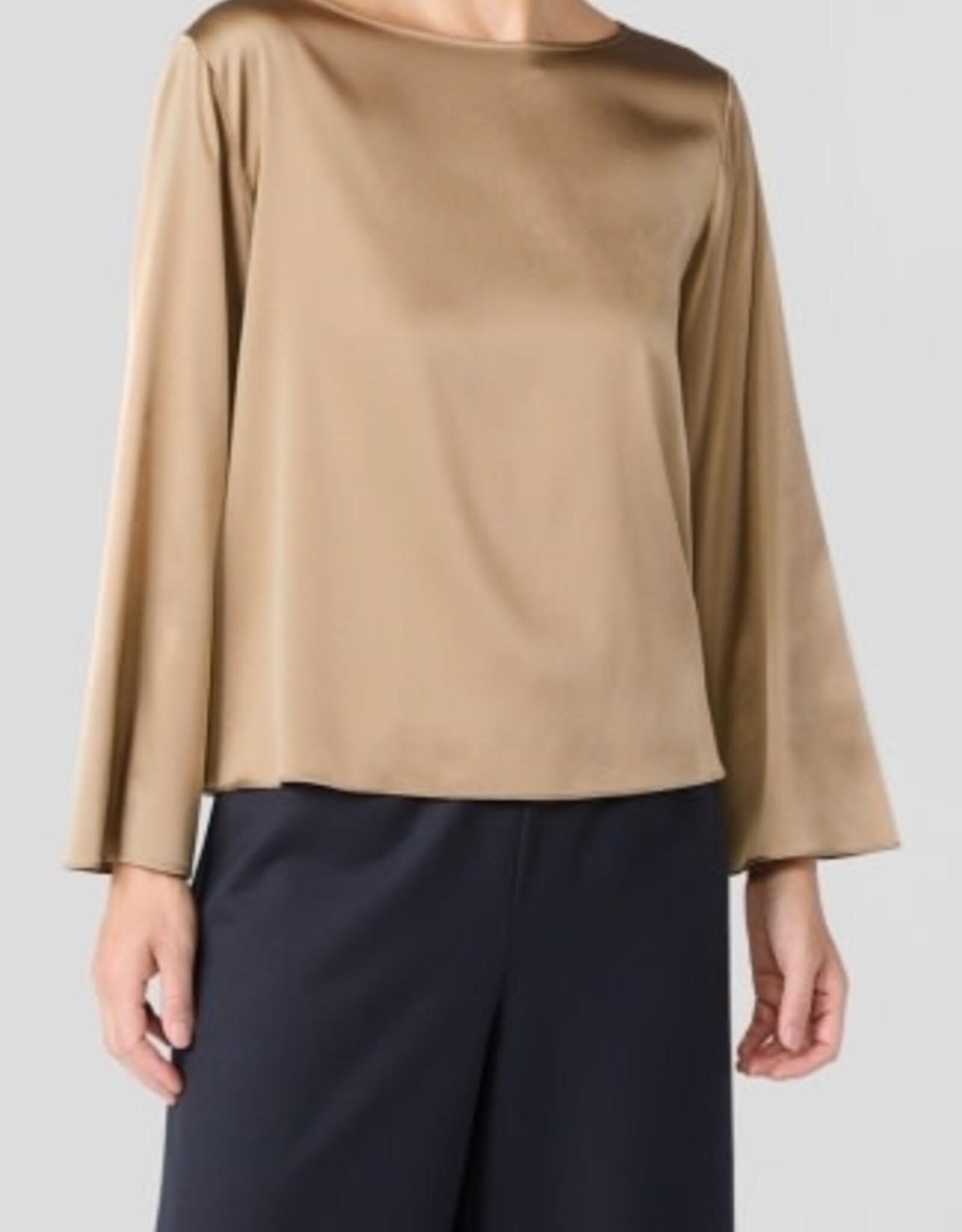 EILEEN FISHER STRETCH SILK CHARMEUSE TOP