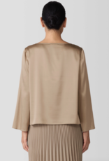 EILEEN FISHER STRETCH SILK CHARMEUSE TOP