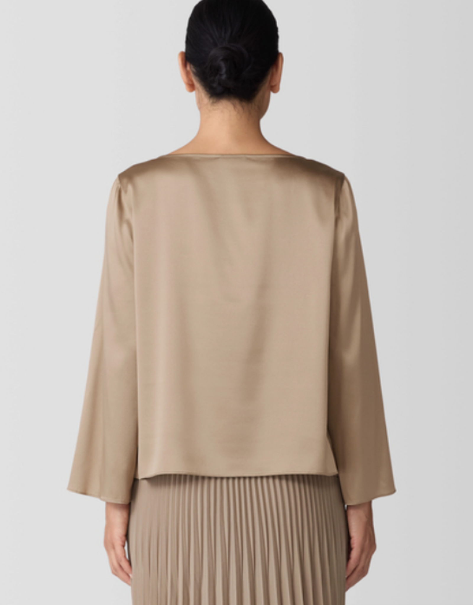 EILEEN FISHER STRETCH SILK CHARMEUSE TOP