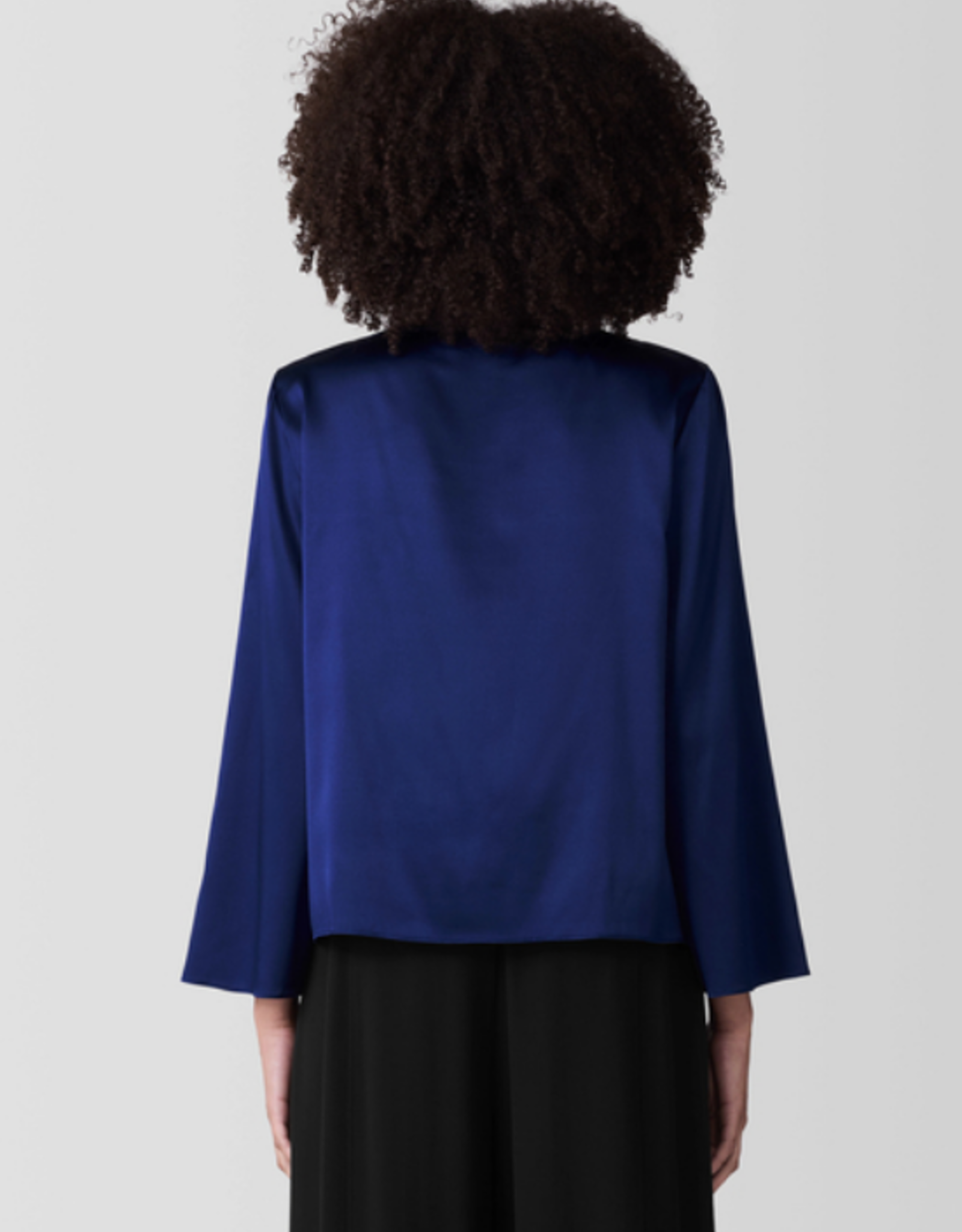 EILEEN FISHER STRETCH SILK CHARMEUSE TOP