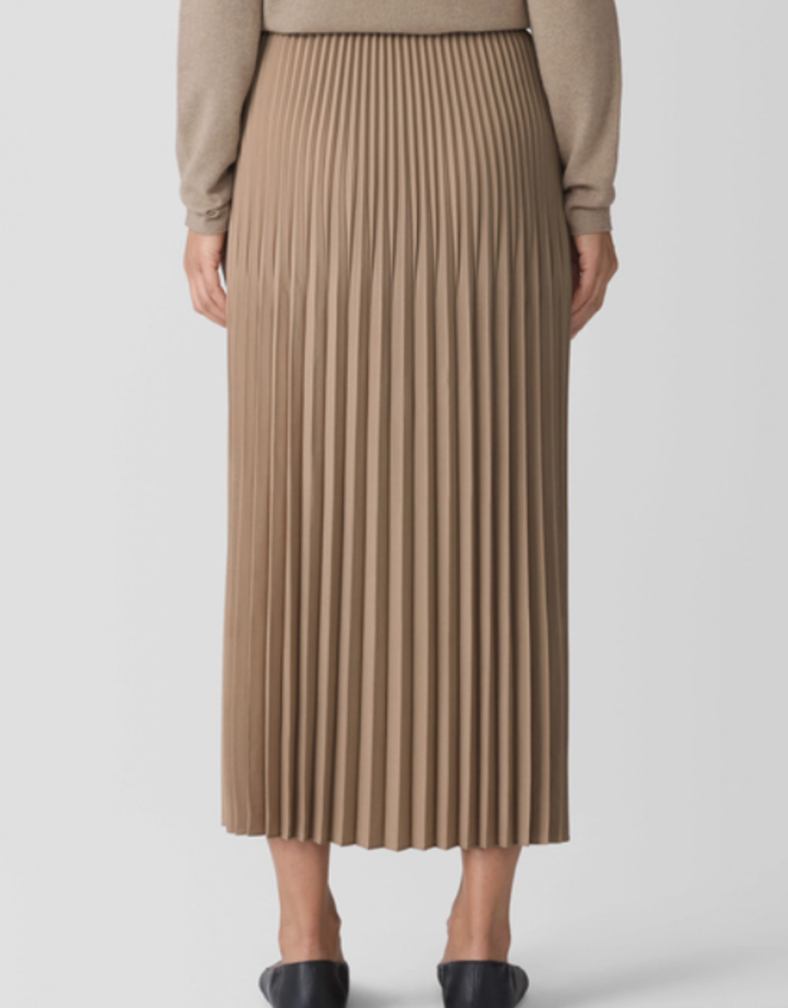 EILEEN FISHER WOVEN WOOL PLEATED SILK SKIRT