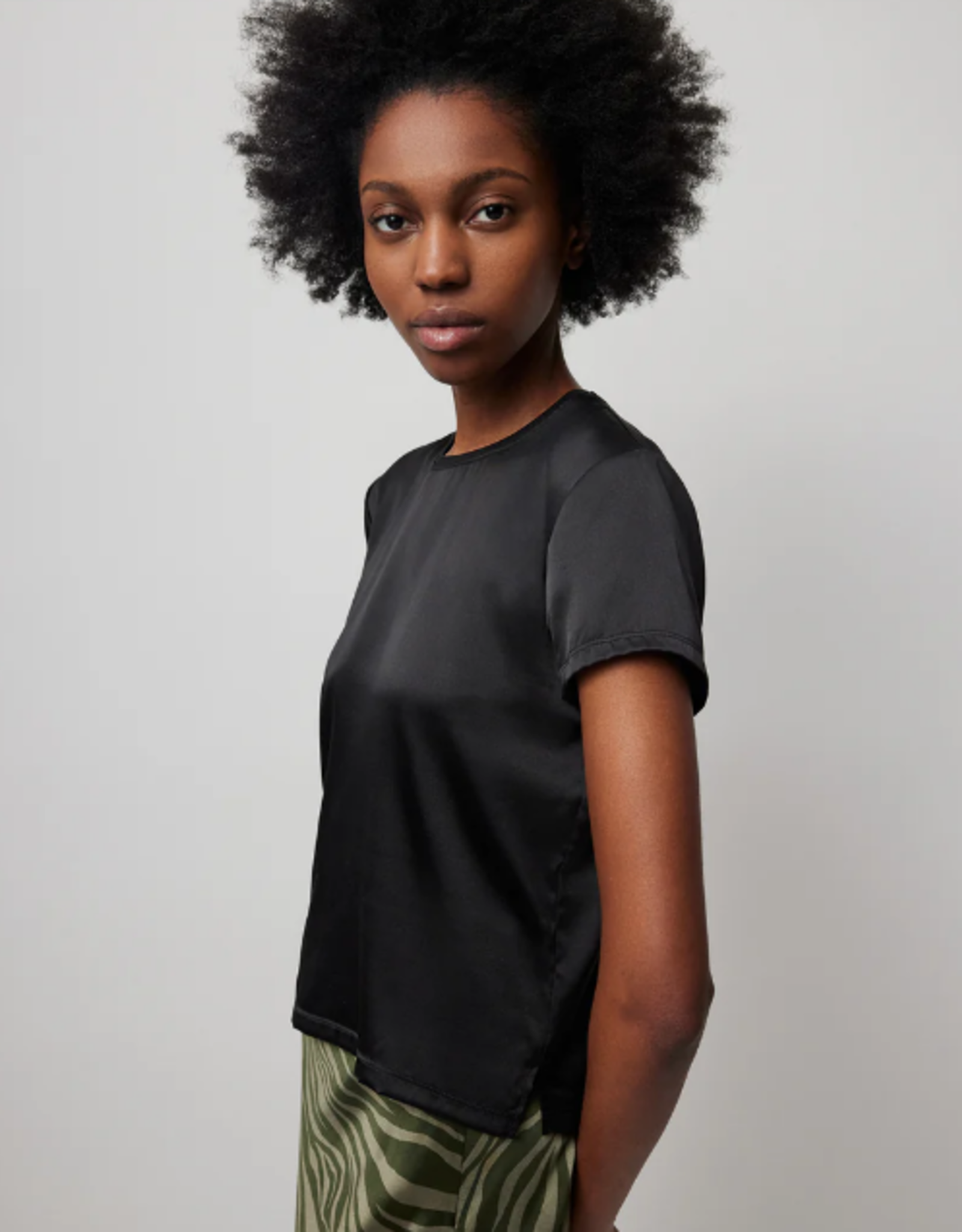 ATM STRETCH CHARMEUSE TEE