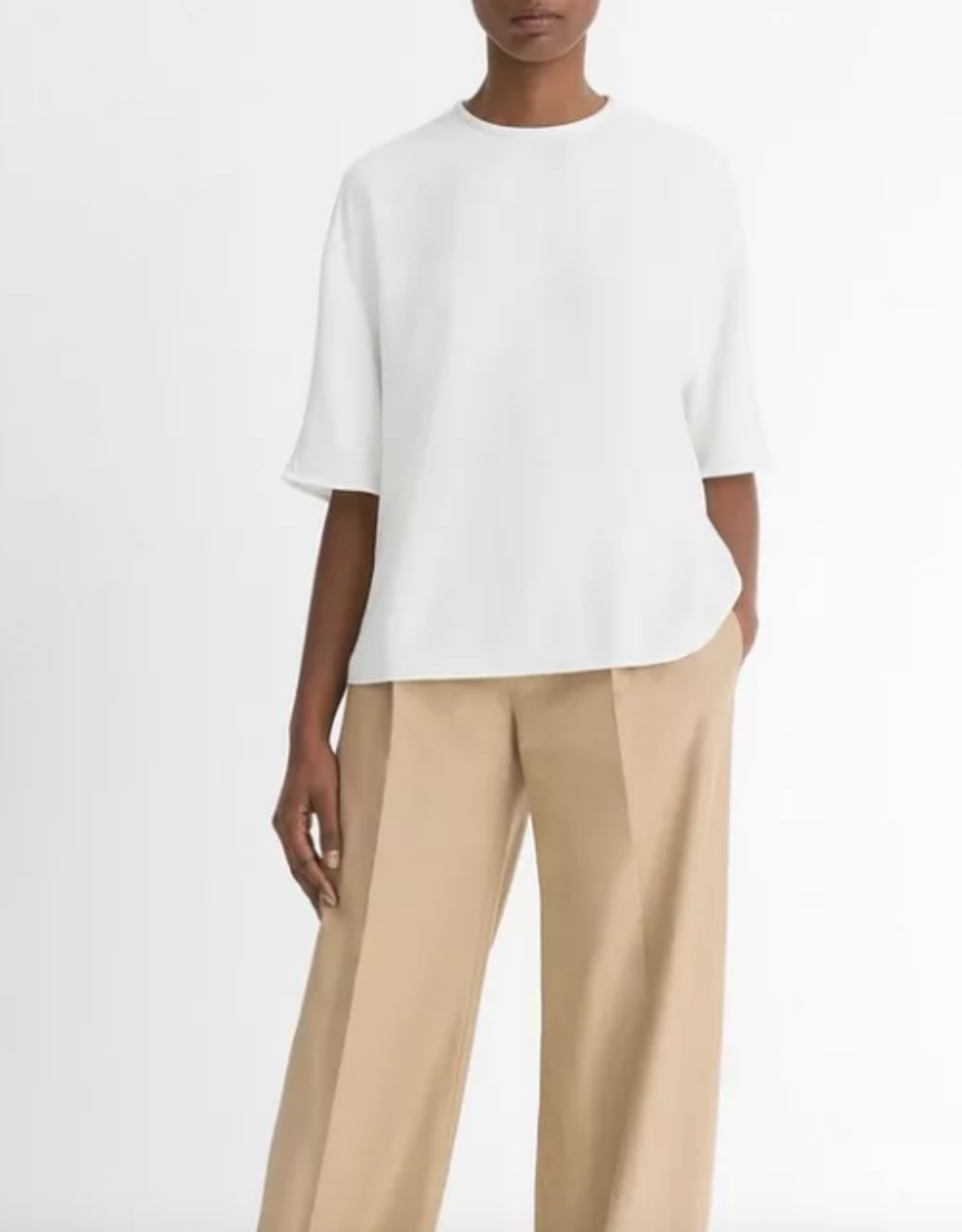 VINCE SATIN TRIMMED T SHIRT